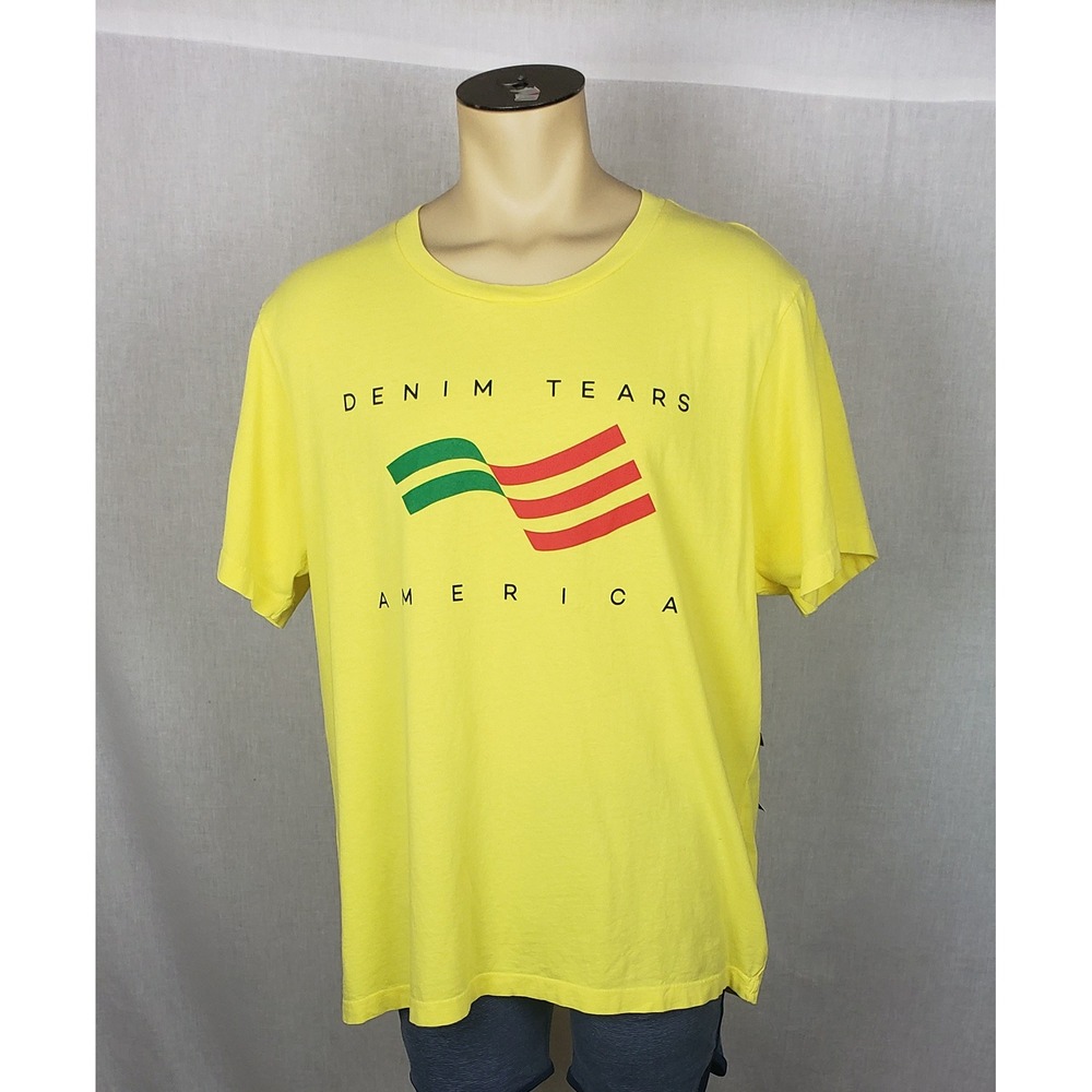 Denim Tears America Yellow Graphic T-Shirt Mens XXL Casual USA Summer